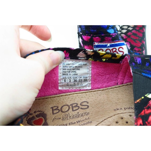 Bobs From skechers Women Sz 6 M‎ Multicolor Flat Fabric Shoes 34997 - Picture 7 of 9